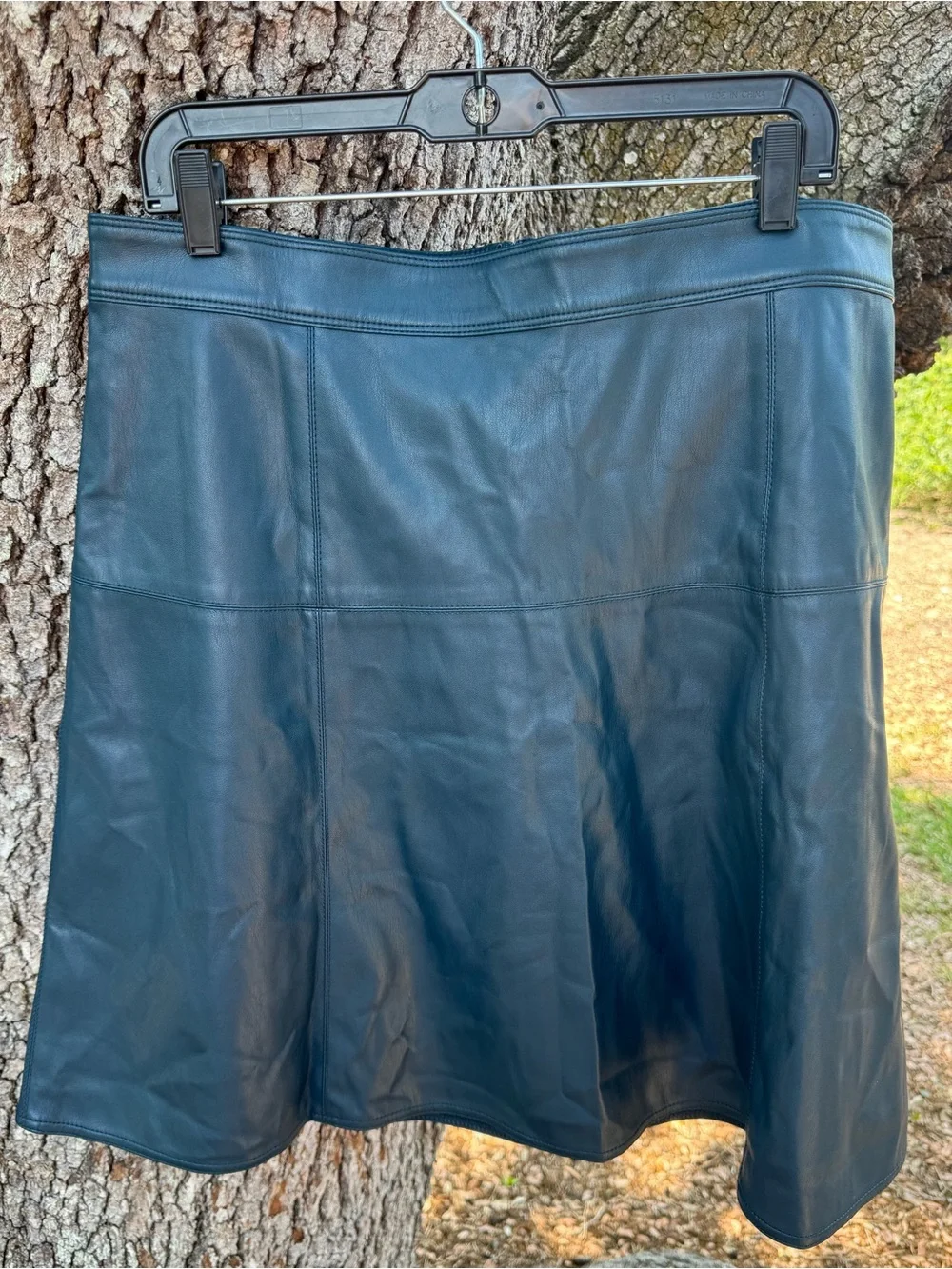 NWT Ann Taylor Midnight Blue Faux Leather A-Line Skirt.Size 16
